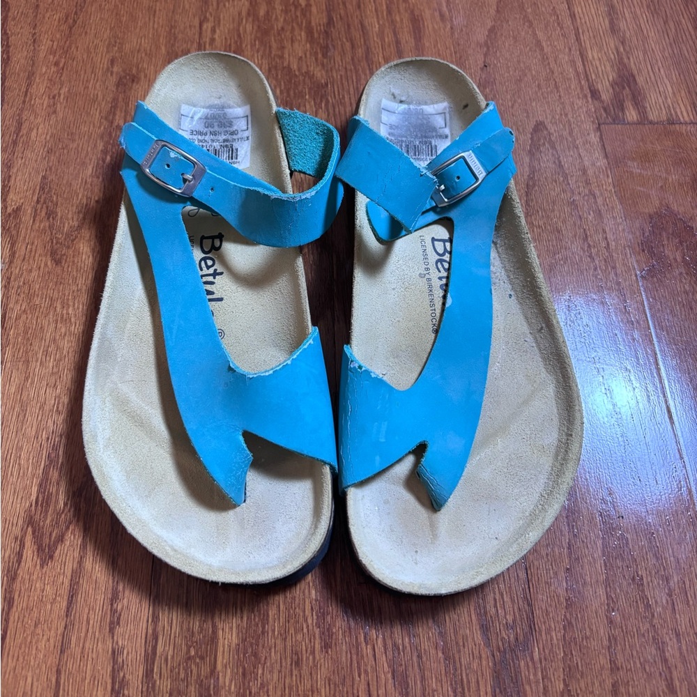 BETULA Birkenstock Aqua Blue Women's Asymmetrical Thong Sandals